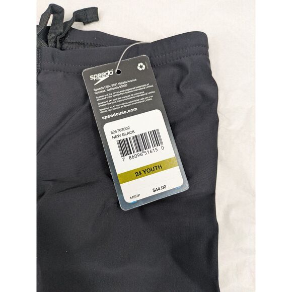 NWT Speedo Power Flex Eco Jammers Boys size 24 Black Competition Swimsuit - Picture 8 of 12